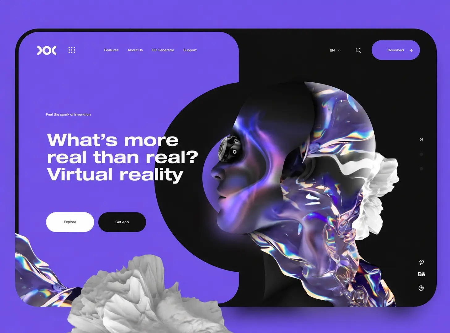 A digital website development system with a futuristic interface.